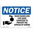 thumbnail image 1 of SignMission OS-NS-RD-1218-L-18939 OSHA Notice Sign - Wash Hands & Use Sanitizer, 1 of 1