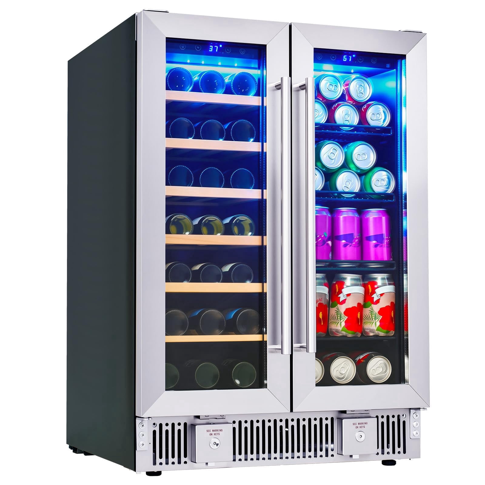 Lanbo 154 Bottle 24 inch Width Compressor Dual Zone Wine Cooler