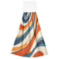 thumbnail image 7 of Yayeee Kitchen Hanging Hand Towels Set of 2 with Loop Bathroom Absorbent Tie Towel, Beige Abstract Wavy, 7 of 7