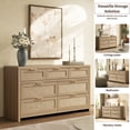 thumbnail image 6 of SICOTAS Boho Dresser & 2 Charging Nightstands Set – Rattan Bderoom Funiture Set with Massive Storage 3 Piece 7-Drawer Dresser & 2-Drawer Nightstand Set,Light Oak, 6 of 15