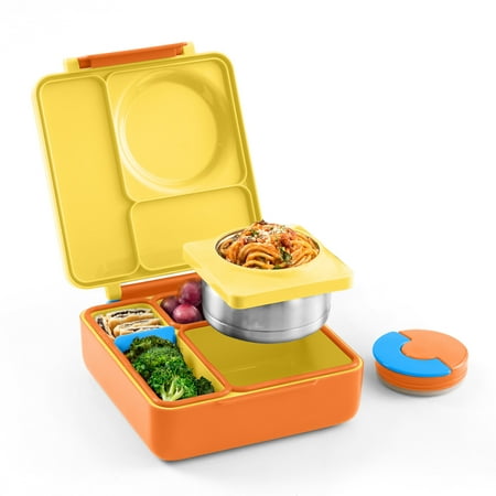 

OmieBox Bento Box for Kids - Insulated Bento Lunch Box with Leak Proof Thermos Food Jar - 3 Compartments Two Temperature Zones - (Sunshine)