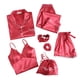 thumbnail image 1 of Conjunto de ropa de estar por casa de 7 piezas para mujer con pantalones cortos de manga larga y tirantes - Pijama de poliéster de color liso con bolsa de almacenamiento y accesorios, 1 of 8