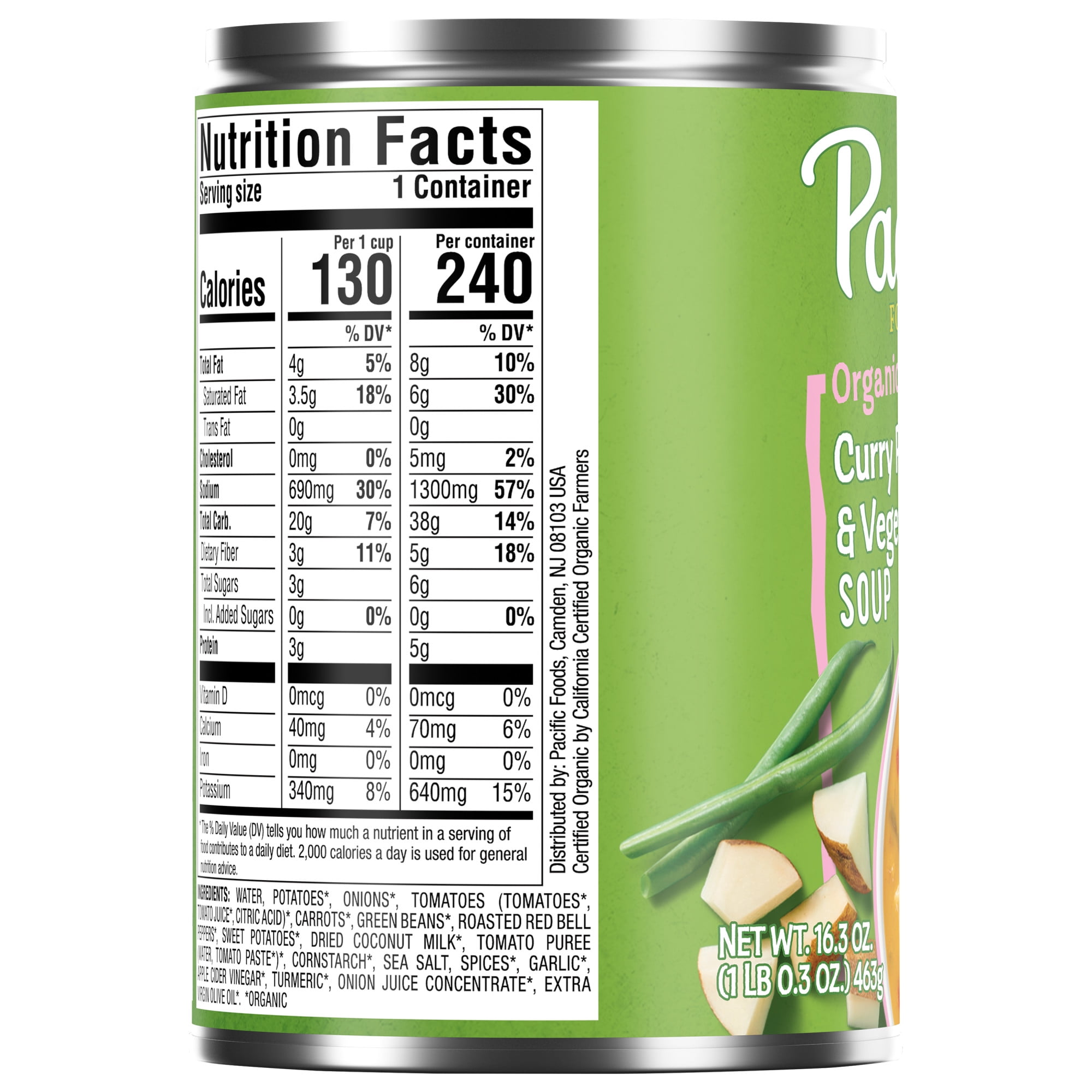 (12 pack) Pacific Foods Organic Curry Potato and Vegetable Soup, 16.3 oz Can