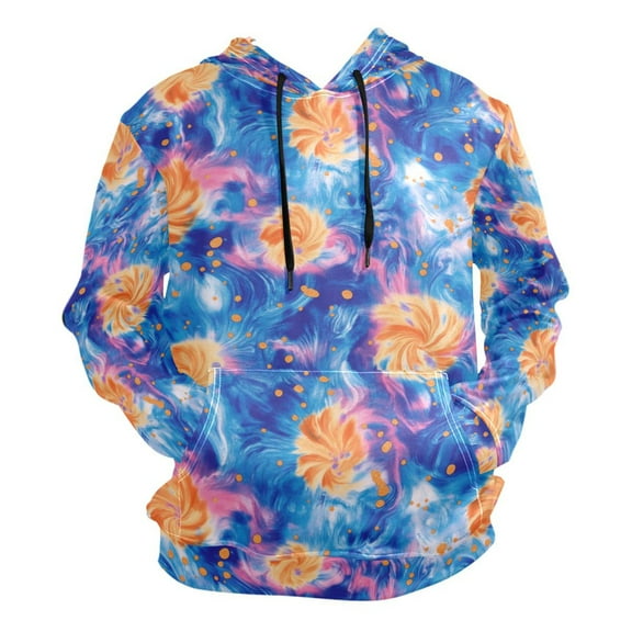 Orange and Blue Tie Dye Men’s Hoodies Sweatshirt Fleece Jackets Long Sleeve Sweatshirts