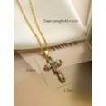 thumbnail image 2 of QQTDFG Multicolor Cubic Zirconia Cross Charm Necklace Statement Necklace Modern-default, 2 of 3