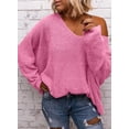 thumbnail image 2 of Long Sleeved Fall Winter Women V-neck Loose Sweater Oversize Knit Pullover, 2 of 3