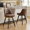 thumbnail image 4 of Set de 2 Moderno Swivel Counter Altura Bar Stools cm de Anchoith Back Madera Legs Unholstered 26 Inch Altura Seat (Leather Brown), 4 of 7