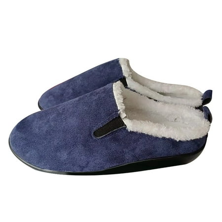 

Winter Plush Slippers Fleece Lined Slip on House Shoes Soft Anti-Skid Unisex Feet Wear for Indoor Outdoor Hotel Blue 42