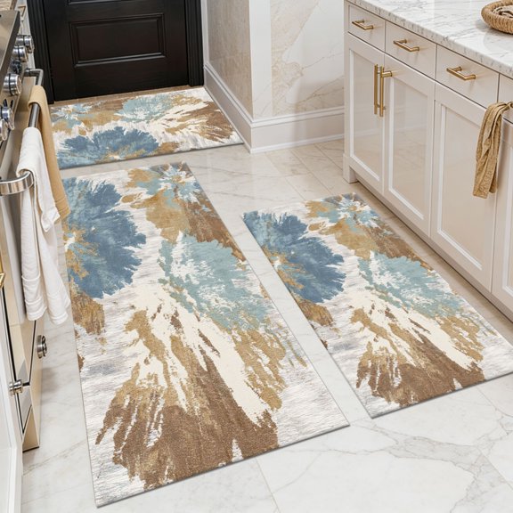 BlueDreamer Kitchen Rug Set 3 Piece, Non Slip Machine Washable Mats for Home Floor and Living Room