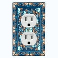 thumbnail image 1 of Metal Light Switch Plate Cover Blue Orange Flower Heart Mandala Tile Pattern TIL027, 1 of 13