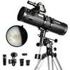 Telescope 130EQ Newtonian Reflector Telescopes for Adults, Great Astronomy Gift for Kids Adults, Comes with 1.5X Cellphone Adapter & 1.25" 13% T Moon Filter
