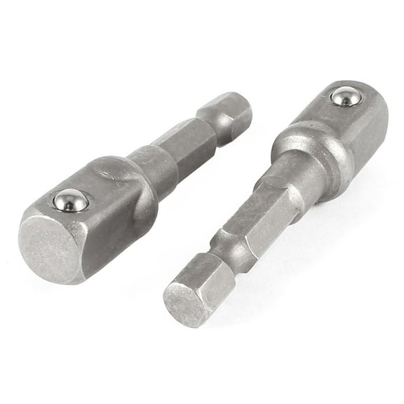 Unique Bargains 2 Pcs Quick Change Chuck Socket Adapter Adaptor 1/4" Hex Shank to 3/8" Set