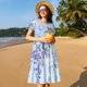 thumbnail image 4 of Fotbe Bird Butterfly Stripe Vestido Largo de Moda para Mujer, Vestido Tipo Camiseta con Manga Corta y Estilo Casual a Rayas y Bloques de Color, 4 of 6