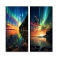 thumbnail image 2 of Designart "Magical Aurora Borealis Serene Arctic Lake III" Northern Lights Wall Art Set Of 2 - Traditional Green Canvas Set For Living Room Decor, 2 of 6
