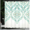 thumbnail image 4 of Ambesonne Turquoise Shower Curtain, Vintage Floral Boho, 69"Wx75"L, Green Tan, 4 of 5