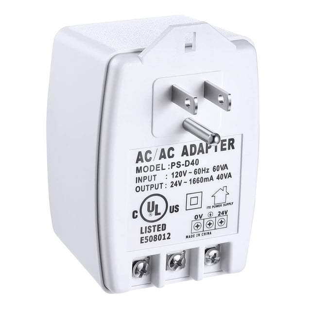 Transformer Hotop 24 V 40 VA AC con fusible PTC para Ring Doorbell