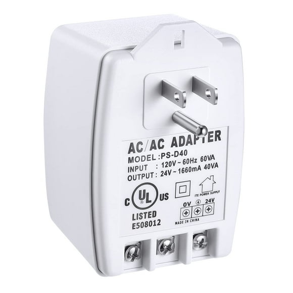 Transformer Hotop 24 V 40 VA AC con fusible PTC para Ring Doorbell