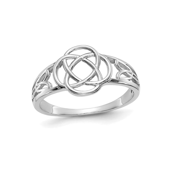 Gem & Harmony 10K White Gold Celtic Knot Ring for Women