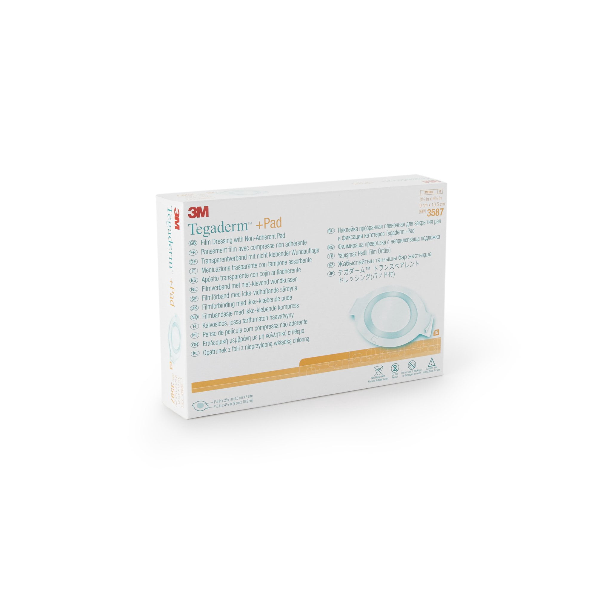3M Tegaderm Transparent Film Dressing with Pad Frame Style Delivery Rectangle 3.5 X 4" Sterile 3587, 25 Ct