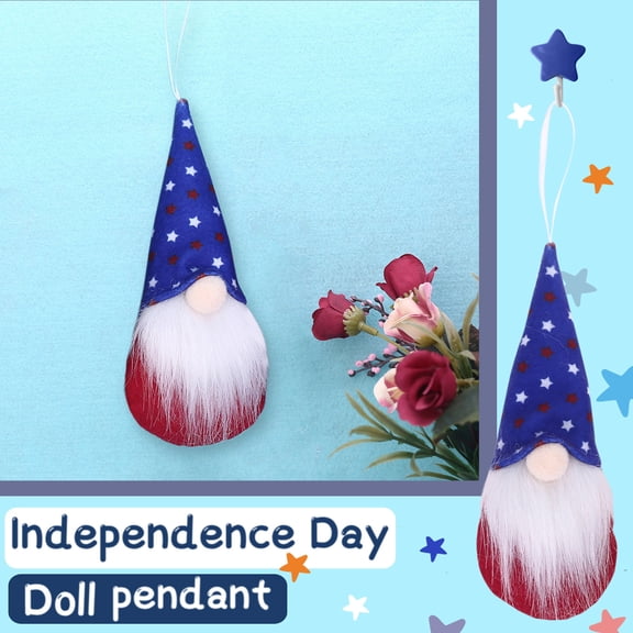 TOPRenddon Independence Day Gnome Doll - Handcrafted Cotton Patriotic Decor with Weighted Base, Red White Blue Faceless Dwarf for Tabletop/Mantel/Wall (4th of July Home & Party Decoration)