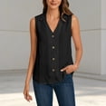 thumbnail image 3 of Chiffon Tank Tops for Women Summer V Neck Collared Button Up Loose Sleeveless Shirt Dressy Casual Work Blouse Vest Tops, 3 of 8