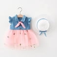 thumbnail image 4 of Babcutegg Cute Denim Skirt With Floral Mesh Overlay, Sleeveless Cowboy-Style Dress And Matching Hat For Young Girls Pink Size 6, 4 of 6
