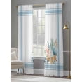 thumbnail image 4 of Blue Coastal Sheer Curtains 84 Inch Length 2 Panels Set Window Treatments, Nautical Starfish Eucalyptus Leaf Coral Striped Rod Pocket Semi Curtains for Living Room/Bedroom/Kitchen, 104"W x 84"L, 4 of 7
