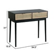 thumbnail image 5 of Ela 35 Inch 2 Drawer Wood Console Table, Woven Rattan Panels, Brown, Black- Saltoro Sherpi, 5 of 5