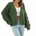 thumbnail image 3 of Women Casual Oversized Sweaters Open Front Batwing Long Sleeve Chunky Knit Cardigan Outerwear Coats Army Green S, 3 of 8