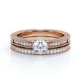 thumbnail image 2 of JeenMata Round Real Diamond - Vintage - Milgrain - Edwardian Wedding Ring Set - 10K Rose Gold, 2 of 6