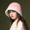 thumbnail image 2 of Sombrero de cubo esponjoso para mujer, sombrero de Angora cálido, accesorio informal para vacaciones al aire libre, Otoño e Invierno, 2 of 4
