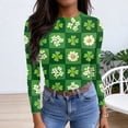 thumbnail image 4 of ASDFVBKG St Patrick's Day Shirts for Women Dressy Crewneck Basic Long Sleeve Slim Fitted Tee Shirts Ribbed Knit St Patrick's Day Lucky Shamrock Soft Pullover Tops Green XL, 4 of 6