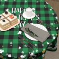 thumbnail image 3 of St.Patrick''s Day Tablecloth Gold Green Clover Round Tablecloth 60 Inch Lucky Shamrock Table Cloth for Farmhouse Kitchen Decor Polyester Fabric Green Buffalo Plaid Table Cover for Party Outdoor, 3 of 5