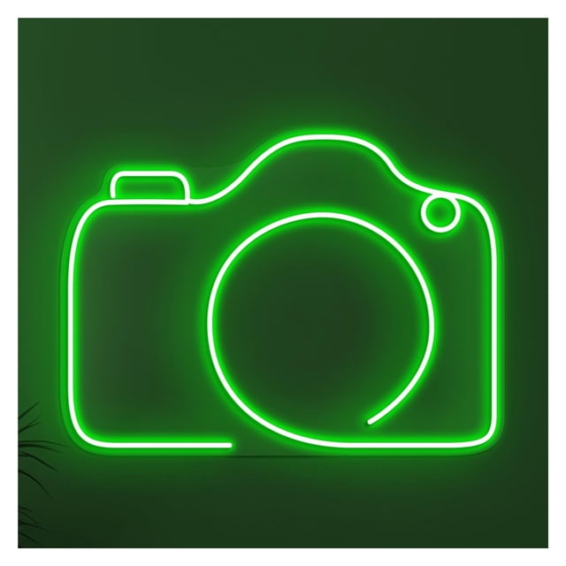 Letrero De Neón Con Forma Cámara, Diseño Minimalista, Ideal Para Estudios Fotográficos, Brillo Ajustable, 38cm