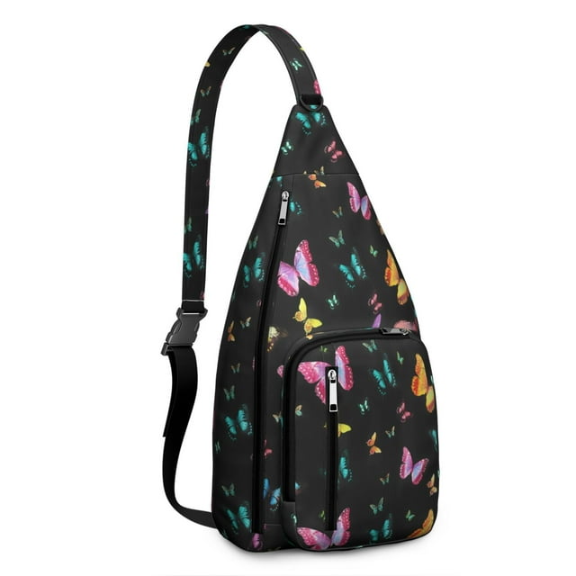 Tropical Butterfly Sling Backpack – Artistic & Fashionable Crossbody Shoulder Bag, MultiLayer Storage for Outdoor Adventures, Commuting & Photography