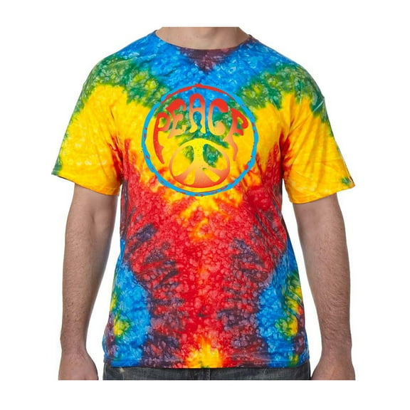 Psychedelic Peace Sign Tie Dye Tee Shirt - Woodstock, Small Kids (6-8)