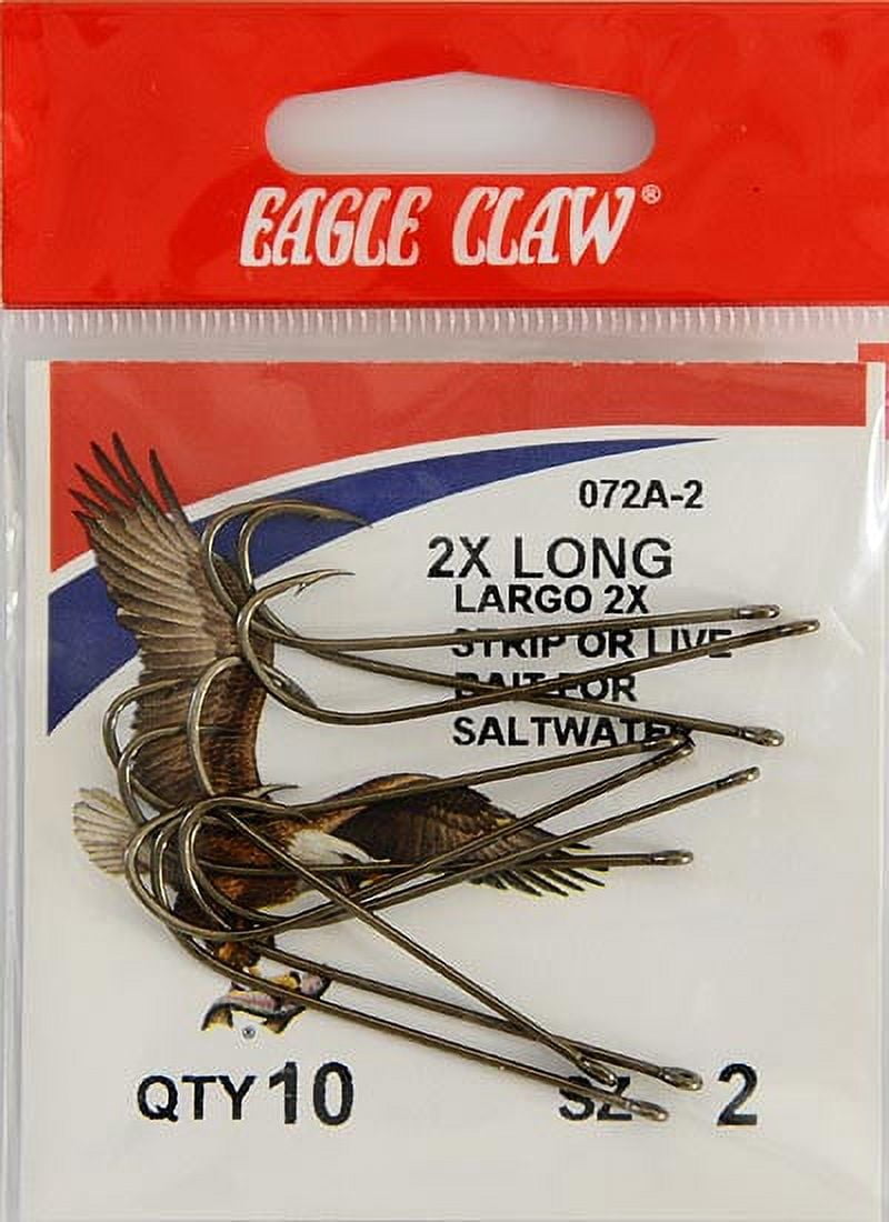 Eagle Claw 072AH-2 2X Long Shank Offset Hook, Bronze, Size 2, 10 Pack