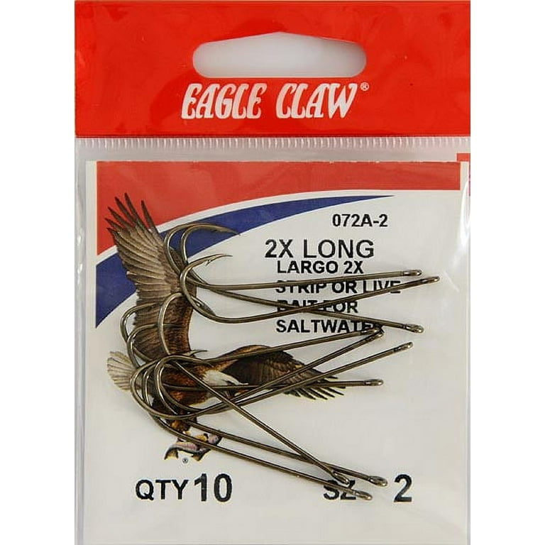 Eagle Claw 072AH-2 2X Long Shank Offset Hook, Bronze, Size 2, 10 Pack 
