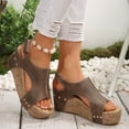 thumbnail image 6 of Viluyesy Womens Espadrilles Sandals, Wide Width Flatform Round Top Summer Fashion Wedge Shoes Brown, 6 of 6