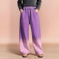 thumbnail image 2 of Tfken Pants For Girls Toddler Size 8-9 Years Straight-Leg Casual Trendy Daily Wear Elastic Waist Gradient Purple Trousers, 2 of 5