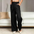 thumbnail image 4 of Qingpeng Womens Plus Size Wide Leg Pants High Waisted Elastic Palazzo Casual Pants Beach Trousers with Pockets, 4 of 7