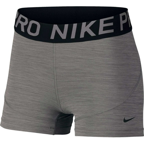 Nike Women's Pro 3" Training Short (Gunsmoke/Heather/Black/Black, Small)