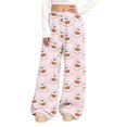 thumbnail image 3 of Pink Womens Halloween High Waist Baggy Leg Pants Loose fit Elastic Waist Wide Leg Pajama Bottoms,Lounge Sleepwear,Halloween Outfits for Women S, 3 of 6