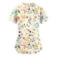thumbnail image 3 of IYYVV Floral Printed Nursing Scrubs Shirts for Women 2024 New Fun Medical Plus Size Scrub Tops with Pockets Beige 5XL, 3 of 3