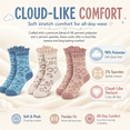 thumbnail image 3 of Girls Microfiber Boot Socks, 3 Pack, Trimmed Top Soft Cushioned Crew Socks, BLUE, L, 3 of 8