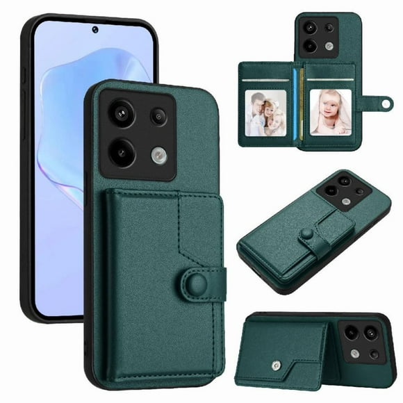 FOXDOCK Case for Xiaomi Redmi Note 13 pro 5G RFID-Blocking Card Holder - Stylish Button Closure Design