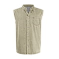 thumbnail image 5 of Men'S Denim Washed Distressed Sleeveless Button Down Shirt Casual Breathable Tank Top With Chest Pocket For Daily Wear And Street Style Tank,Khaki,L, 5 of 5