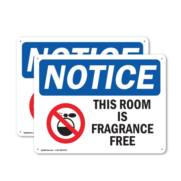 (2 Pack) This Room Is Fragrance Free OSHA Notice Sign 10 Inch X 7 Inch Indoor / Outdoor Rust-Free Aluminum Metal Signs for Workplace, Workshop, and Construction Site, Made in the USA