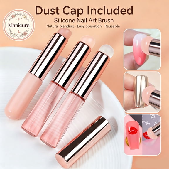 Silicone Nail Art Blending Pen, Reusable Manicure Smudge Tool for Gradient Shading and Mirror Powder Application, Practical Nail Decoration Supplies for Home Diy and Professional Nail Salon Use