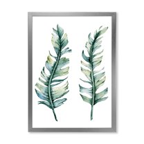 Designart 'Duo of Tropical Leaves On White' Farmhouse Framed Art Print